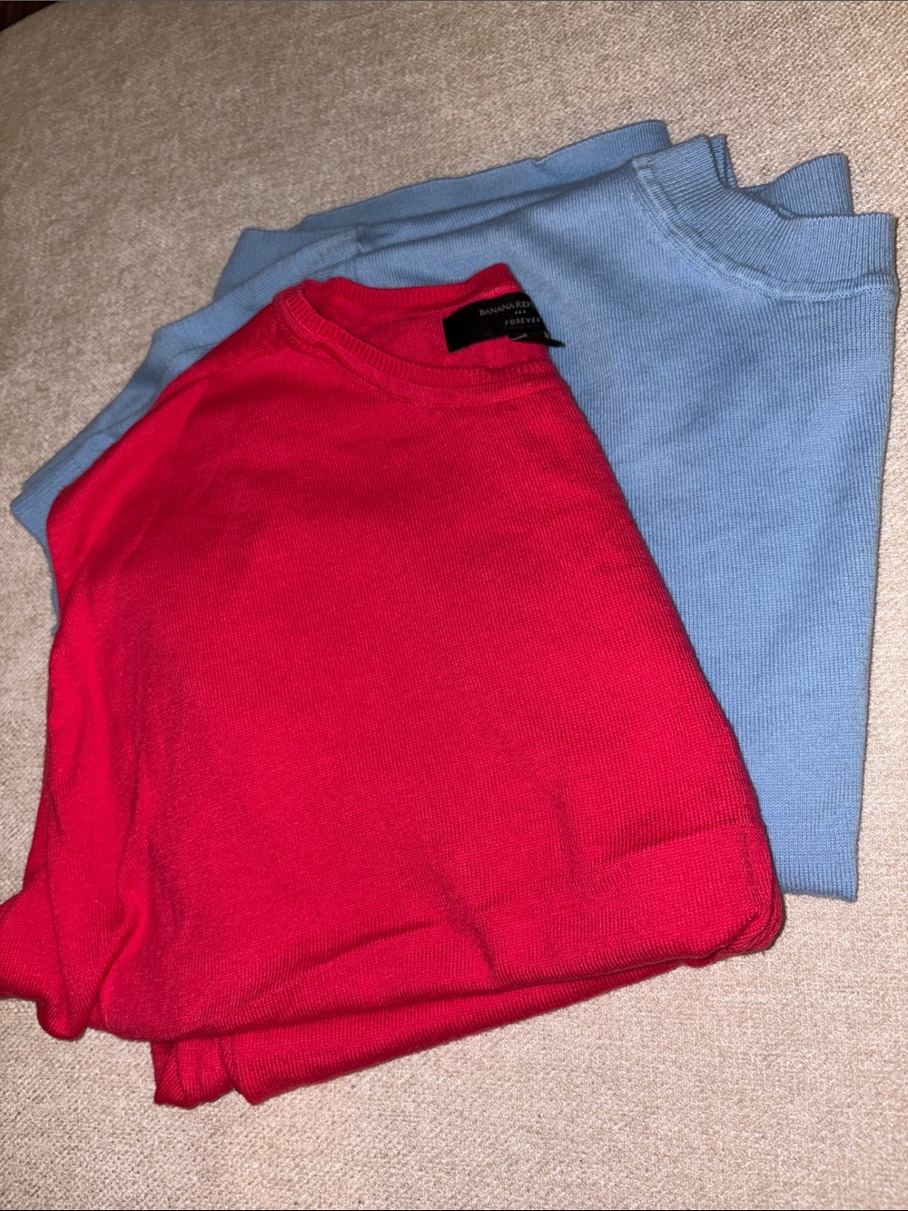 Banana Republic Coral Red Sleeveless Knit Top and Blue Office Casual TShirt Top